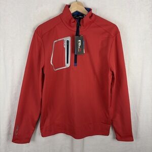 RLX Ralph Lauren Mens Red Quarter Zip Golf Pullover Jacket Long Sleeve Small NWT